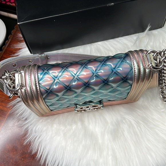 CHANEL MERMAID BOY BAG PURPLE 18S SMALL IRIDESCENT WATER FLAP Ultra Limited SSC - Picture 9 of 17